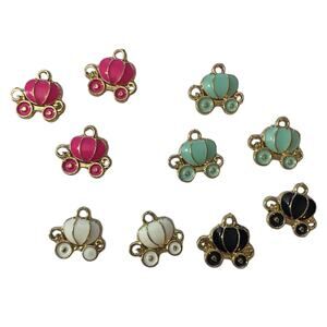 Pumpkin Carriage Decoration Multicolor Set Of 10 Charms Black Blue Pink